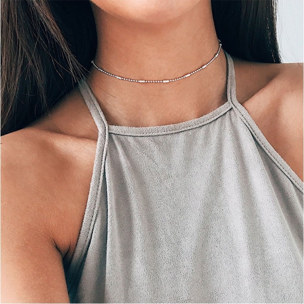 'Anna' Silver Bead Choker Necklace - Picture 2 of 4